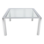 Table carrée en acier chromé par sergio mazza pour cinova, italie 70's Table carrée en acier chromé par sergio mazza pour cinova, italie 70's