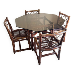 Table et chaises bambou années 70 Table et chaises bambou années 70