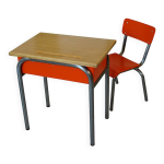 Table et chaise d'colier vintage
