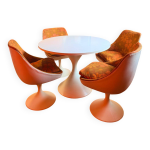 Table et chaise pied tulipe space ge vintage annes 70