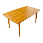 Table en ch�ne blond & pieds compas vintage 1960