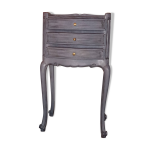 Table de chevet bois style louis xv en bois gris - bleuté Table de chevet bois style louis xv en bois gris - bleuté