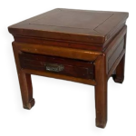 Table de chevet chinois en bois olmen avec tiroir