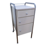 Table chevet inox m�tal laqu� ann�es 80 design