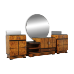 Tables de chevet et miroir en ronce de sycomore