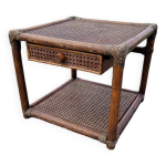 Table de chevet vintage en rotin