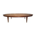 Table de confrence 1940 ovale pieds gaine sabots laiton