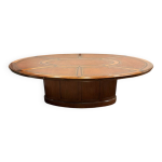 Table de confrence globe wernicke originale avec incrustations de cuir