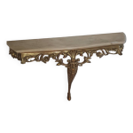 Table console en métal doré et son plateau marbre Table console en métal doré et son plateau marbre