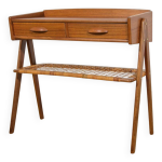 Table console en teck et rotin du milieu du si�cle par s�ren rasmussen, danemark, 1960