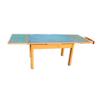 Table cuisine ancienne verte a rallonges
