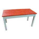 Table de cuisine vintage 1950 bois peint orange et blanc Table de cuisine vintage 1950 bois peint orange et blanc