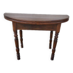 Table demi lune en noyer massif louis philippe du xix ème siecle Table demi lune en noyer massif louis philippe du xix ème siecle