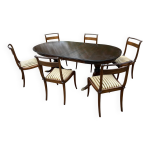 Table � deux rallonges et 6 chaises en acajou 19eme