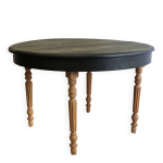 Table � d�ner ronde noire et bois en ch�ne