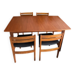 Table extensible scandinave en teck et 4 chaises vintage