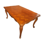 Table extensible de style louis xv en merisier massif et marqueterie