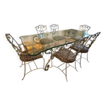 Table en fer forgé , 4 chaises et 2 fauteuils, italie Table en fer forgé , 4 chaises et 2 fauteuils, italie