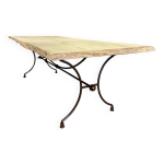 Table en fer forg artisanal et bois