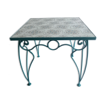 Table en fer forg et carreau de ciment