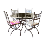 Table fer forg� et verre 4 chaises