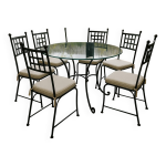 Table fer forg� et verre 6 chaises