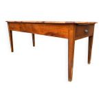 Table de ferme ancienne en cerisier a 2 tiroirs et 1 tirette