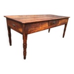 Table de ferme ancienne en cerisier massif a 3 tiroirs.