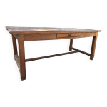 Table de ferme ancienne en chne  barre  chat et 1 tiroirs.
