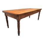 Table de ferme ancienne de style louis philippe en cerisier massif avec ses 2 allonges.