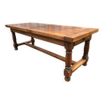 Table de ferme avec barre � chat en ch�ne massif a 1 tiroir