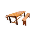 Table de ferme campagnarde en chêne et pin + 2 bancs Table de ferme campagnarde en chêne et pin + 2 bancs