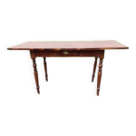 Table de ferme campagnarde en pin et noyer, 1 tiroir