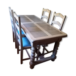 Table de ferme en chne et 4 chaises