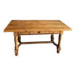 Table de ferme en chne massif avec tiroir