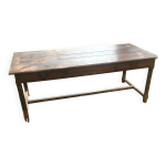 Table de ferme de cuisine en ch�ne et ch�taignier xviiie avec deux tiroirs 196 / 87 - 78h