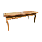 Table de ferme en merisier avec allonges style louis xv