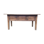 Table de ferme � panneaux � pieds fuseaux en ch�ne. ( dite table de laiterie )