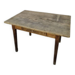 Table de ferme rustique ancienne en chêne massif 1 tiroir Table de ferme rustique ancienne en chêne massif 1 tiroir