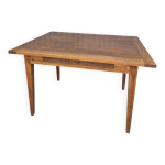 Table de ferme rustique ancienne en chne massif un tiroir - 1m15