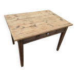 Table de ferme rustique ancienne en ch�ne et sapin un tiroir