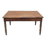 Table de ferme rustique en chêne massif piètements louis philippe 19ème - 1m40 Table de ferme rustique en chêne massif piètements louis philippe 19ème - 1m40