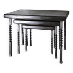 Table gigogne brutaliste ch�ne ebonis� et fer forg�