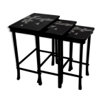 Tables gigognes chinoises en noir laqu xxe