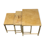 Tables gigognes verre marmor�en dor�
