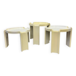 Tables gigogne vintage blanches de giotto stoppino pour kartell, 1970