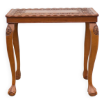 Table gu�ridon bois sculpt� fait � la main, table basse moulur�e vintage, table pieds griffe