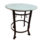 Table guéridon en fer et dessus marbre Table guéridon en fer et dessus marbre