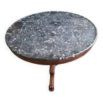 Table guridon rond plateau marbre tripode en acajou du xixme sicle