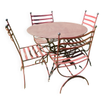 Table jardin + 4 chaises fer forg
